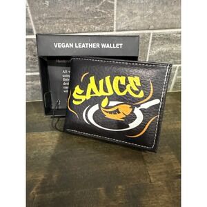 Sauce Handcrafted Vegan Leather Bifold Wallet Black Streetwear Graphic New Box